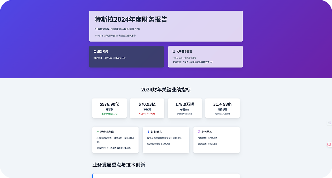 财报PDF生成总结页面